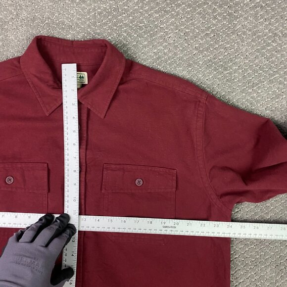 LL Bean Chamois Cloth Shirt Men's Large Red Cotton Hiking Outdoor Button 0 MT03 - Picture 5 of 10